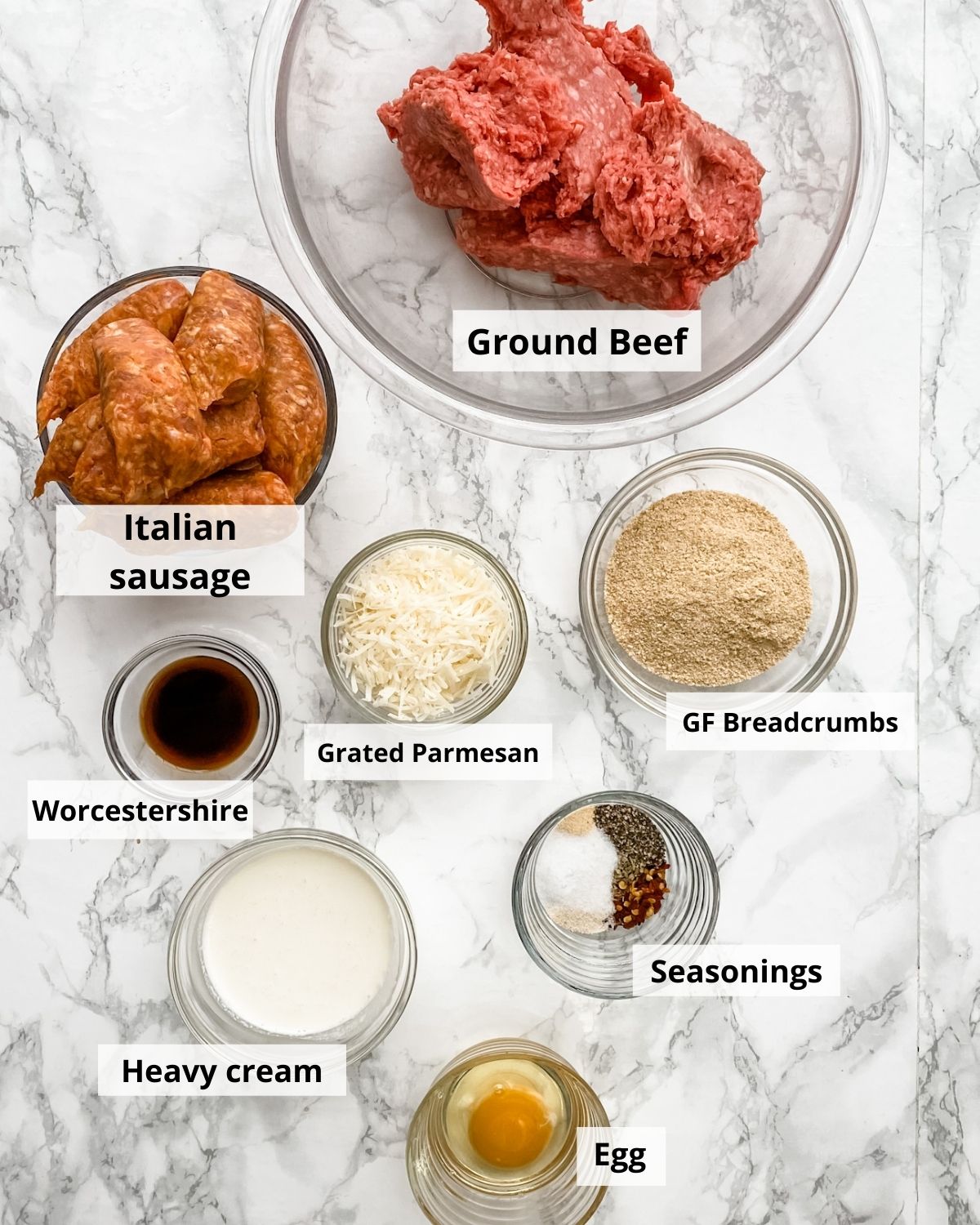 Ingredients to make GF meatballs.
