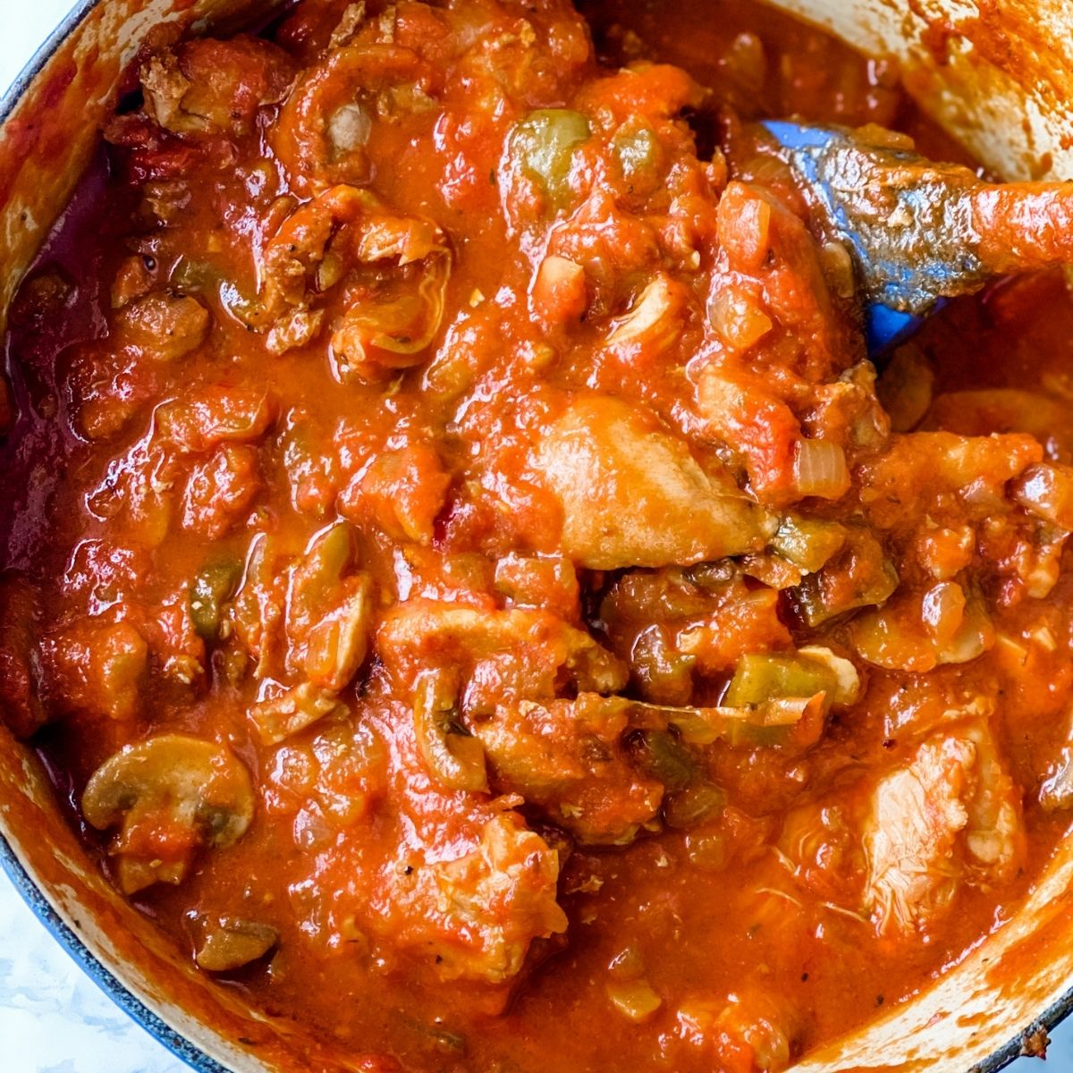 close-up picture of Chicken cacciatore an authentic Italian classic comfort food that’s naturally gluten-free.