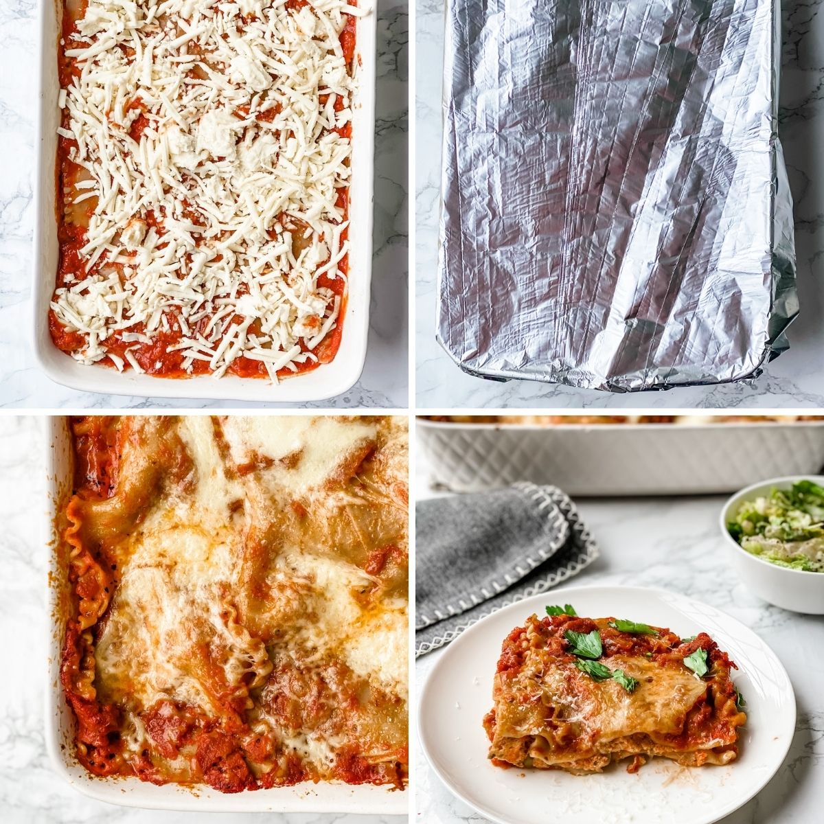 the last collage showing how to make gluten free lasagna.