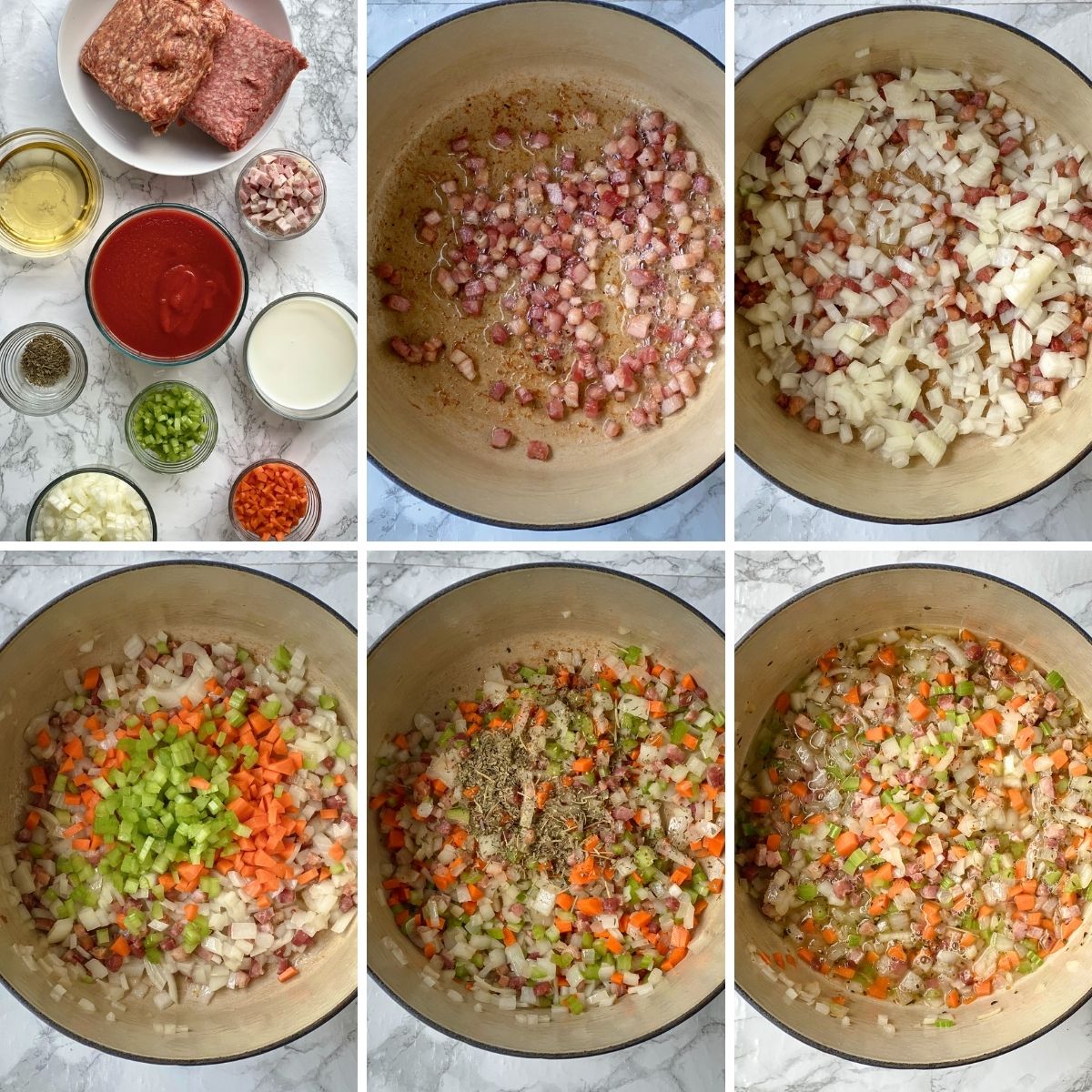 beginning steps to making bolognese sauce