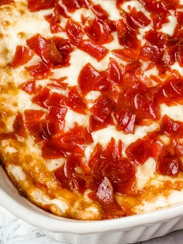 overhead picture of pepperoni dip