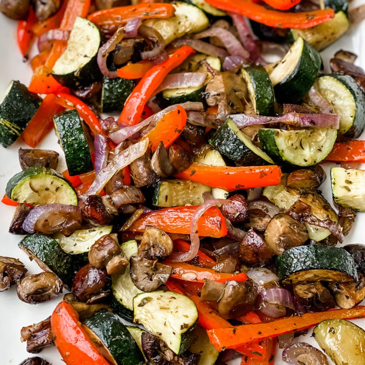 Italian roasted vegetables on a platter.