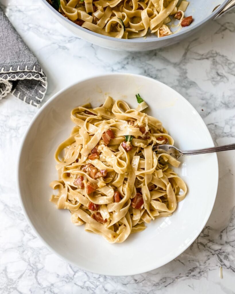 Tagliatelle Carbonara (Gluten Free) - Gluten Free Italian Eats