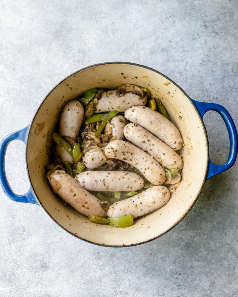 sausage cooked in a pan