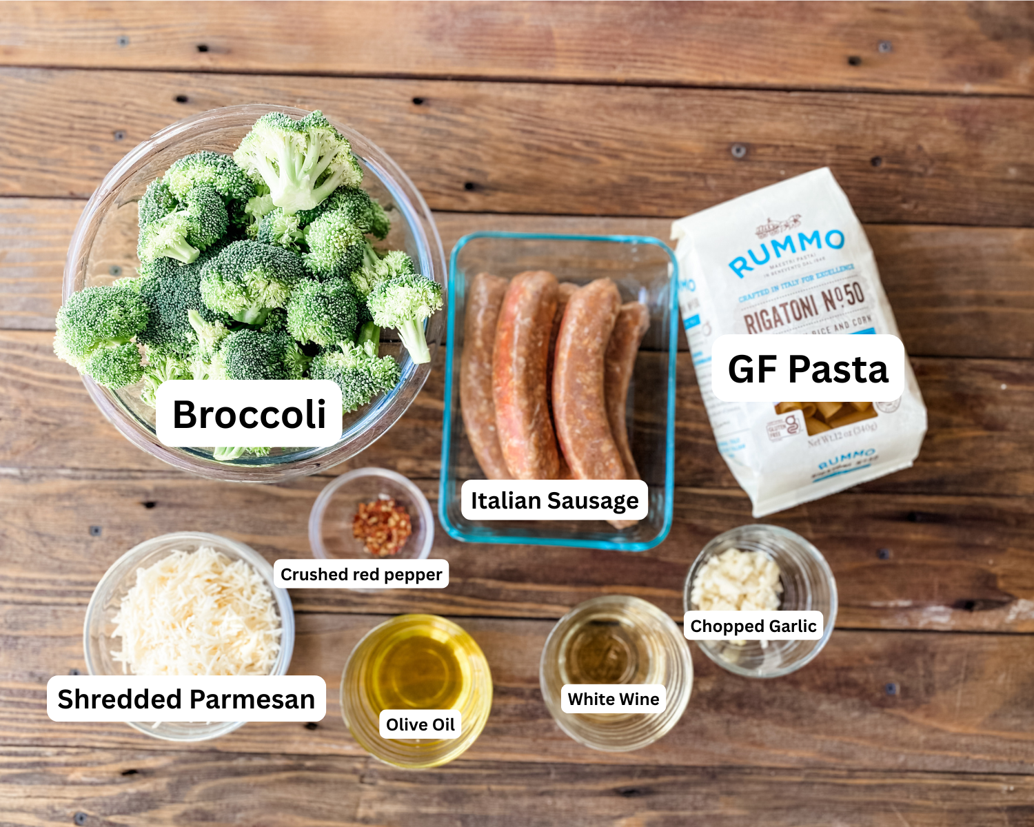 Ingredients to make sausage broccoli.